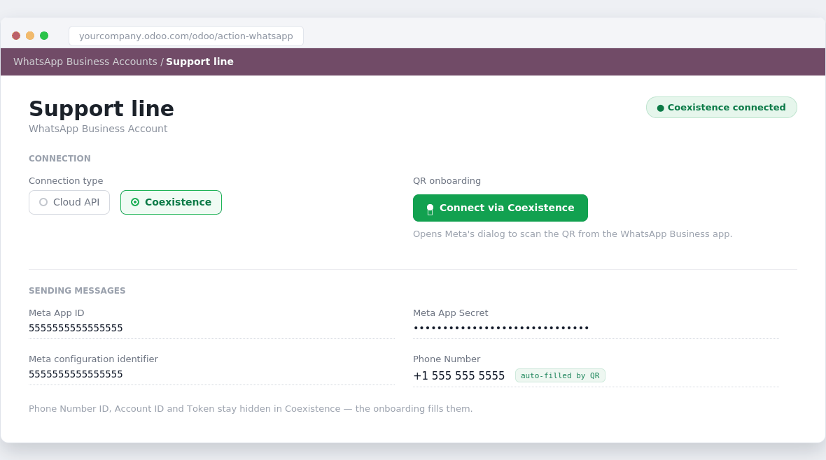 Configuración de la cuenta de WhatsApp en Odoo
